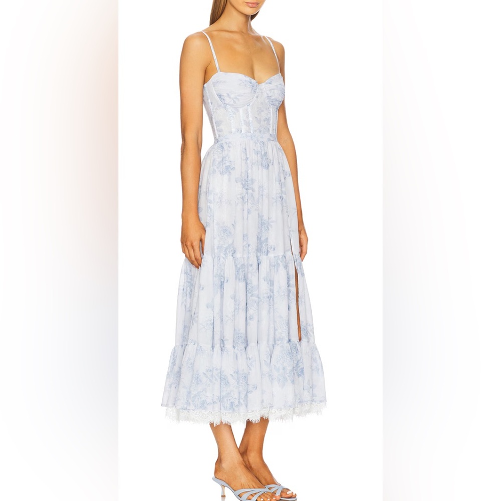 V Chapman Lara Gown in Blue Tapestry Rose Size 2 - Picture 2 of 3